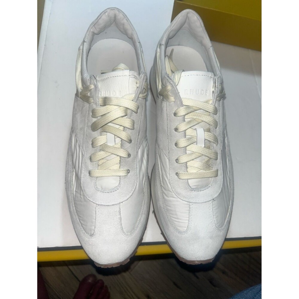 Rhude Off-White Leather & Suede Low-Top Sneakers.    NE